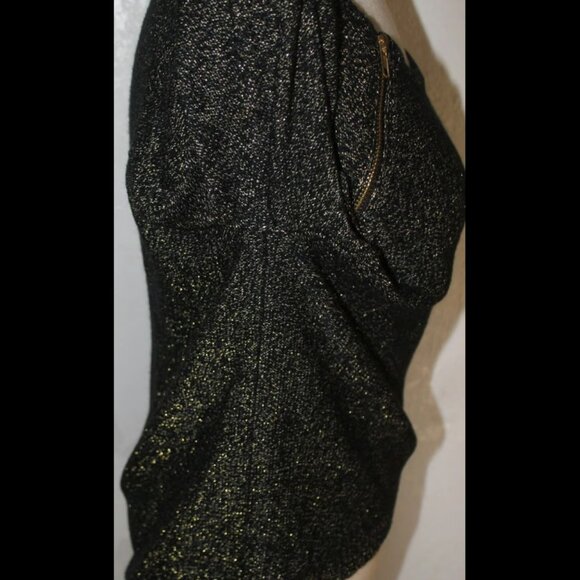BISOU BISOU Sweater Women's Size M Black Gold Metallic Boatneck Zipper Accents. - Picture 5 of 8